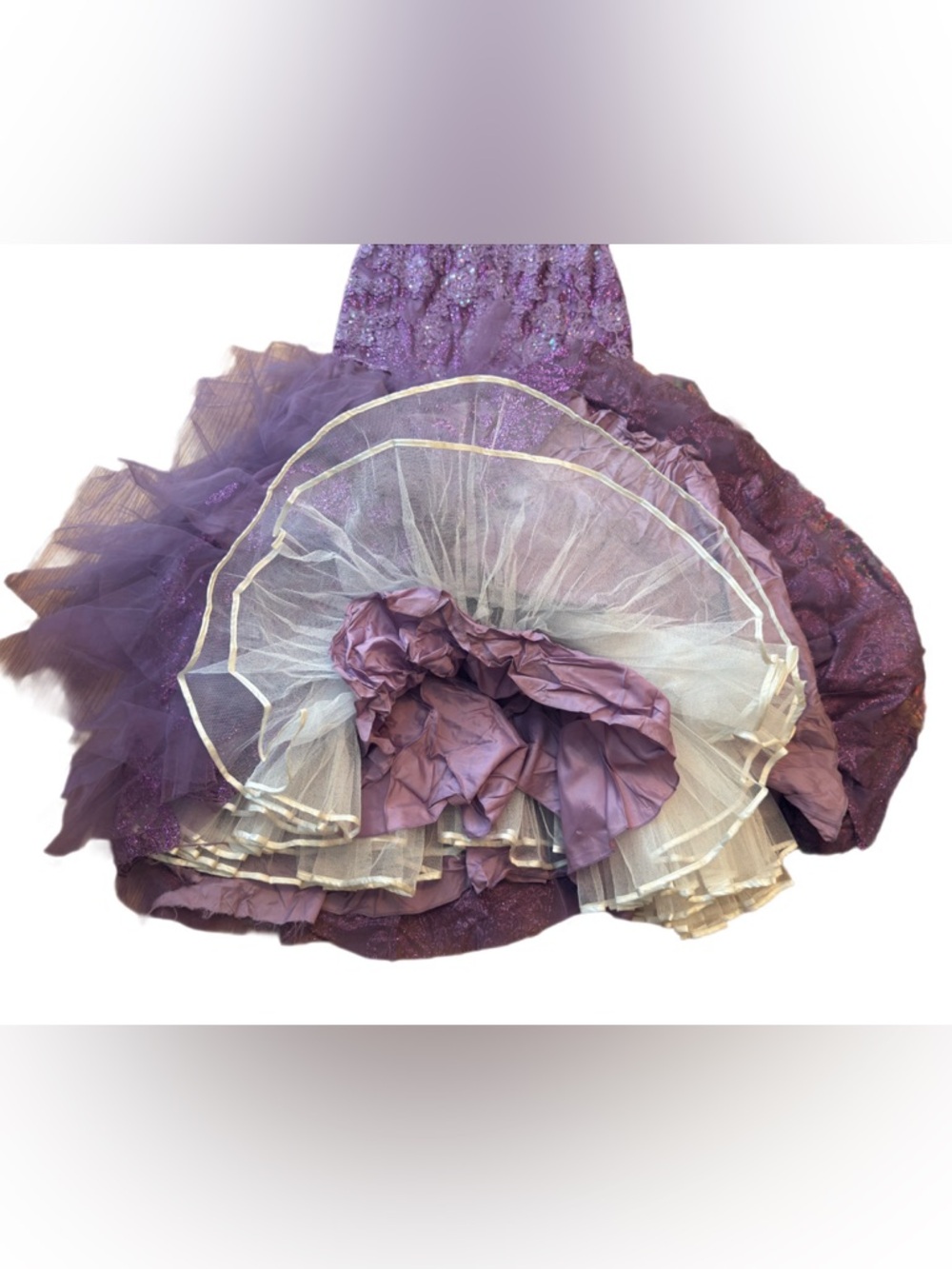 Jovani 1267 Purple Strapless Beaded Corset Mermaid Tulle Fairy Gown Sz 12 - Picture 14 of 16